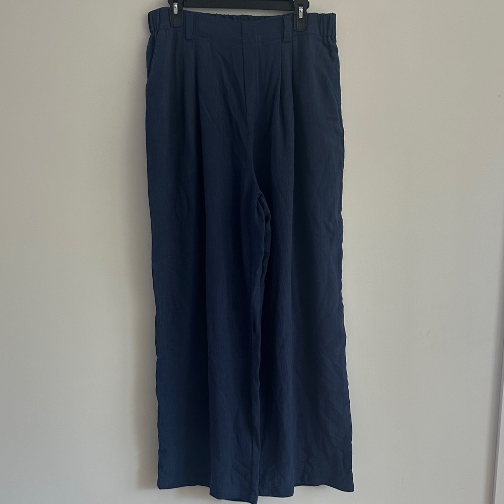 HALARA Women's Navy Wide Leg Pants Tall